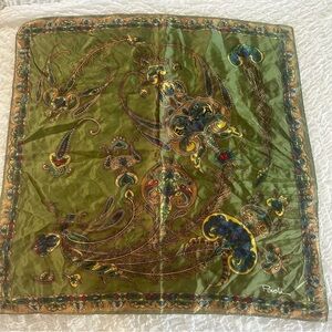 Vintage Paoli Green Paisley Silk Scarf